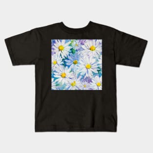 Wild Daisies Mixed Media pattern Kids T-Shirt